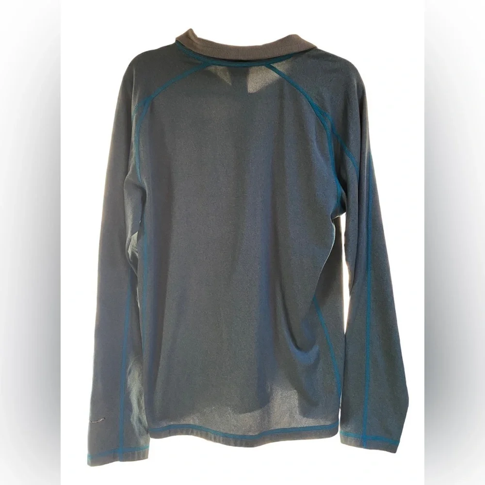 North face men blue grey pullover long sleeve 1/4 zip stretchy sweater jacket L